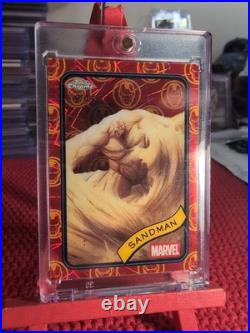 2025 Topps Chrome Marvel No. 91 Sandman Iron Man Red & Gold Laser #010/100