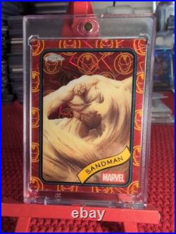 2025 Topps Chrome Marvel No. 91 Sandman Iron Man Red & Gold Laser #010/100