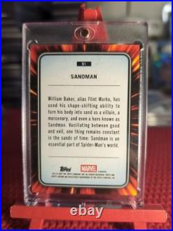2025 Topps Chrome Marvel No. 91 Sandman Iron Man Red & Gold Laser #010/100