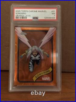 2025 Topps Chrome Marvel Song Bird Orange Lava /25 PSA 7 POP 1