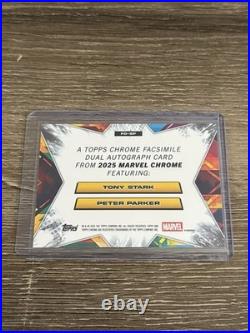 2025 Topps Chrome Marvel Tony Stark/Peter Parker Dual Facsimile Gold Auto #28/50