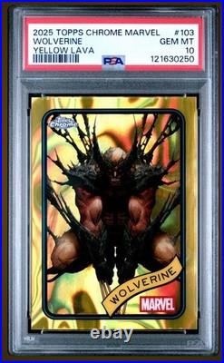 2025 Topps Chrome Marvel Wolverine Yellow Lava Refractor PSA 10 #103 POP 1 2025 Topps Chrome Marvel Wolverine Yellow Lava Refractor PSA 10 #103 POP 1