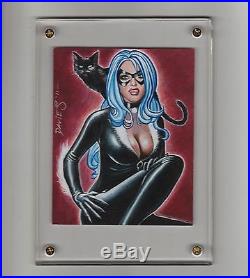 Black Cat Sketch Card 2010 Marvel Dangerous Divas Ap Uncut 1/1 Jason Davies