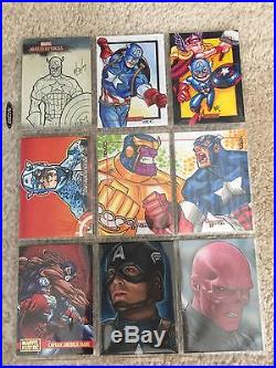 Captain America Rare Vhtf 32 Original Sketch Art & Trading Card Lot 1966 Marvel