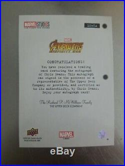 Chris Evans Upper Deck Marvel Studios First Ten Years Autograph Captain America