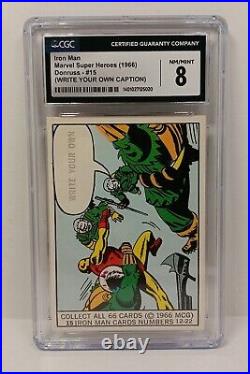 Donruss (1966) MARVEL SUPER HEROES #15 Write Your Own IRON MAN CGC 8. FAST SHIP