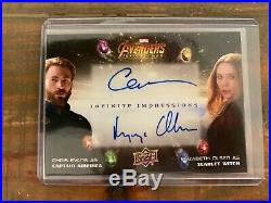 Dual Chris Evans Elizabeth Olsen UD Marvel Avengers Infinity War Auto Autograph