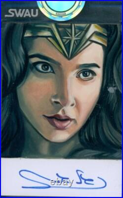Gal Gadot Signed SWAU Artist Series Card WONDER WOMAN Art by Jay Manchand 1/1