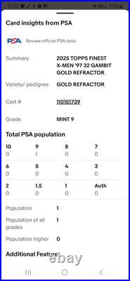 Gambit #32 Gold REFRACTOR /50 Masters 2025 Topps Finest X-Men'97 Gambit #32 Gold REFRACTOR /50 Masters 2025 Topps Finest X-Men'97