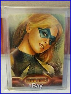 INCREDIBLE Upper Deck Iron Man 2 Charles Hall Sketch Card Lot of 2 Ms Marvel wOw