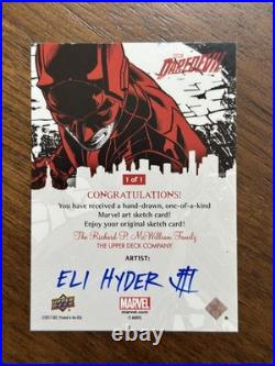 IRON MAN SKETCH CARD 2017 Marvel Upper Deck 1/1 Daredevil Eli Hyder MCU Avengers