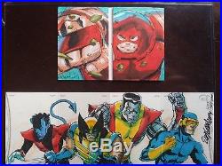 LOT 2 2014 Marvel Premier Sketch X-MEN Nightcrawler Wolverine Cyclops panel