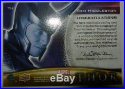 Loki Tom Hiddleston autograph signed card MCU Marvel Thor film 2011 Upper Deck
