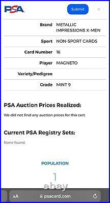 MAGNETO PSA GRADED POP 1? 1996 Marvel Metallic Impressions X-Men THICK SLAB