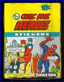 MARVEL COMIC BOOK HEROES CARD STICKERS BOX 1975 Topps 36 MINT Packs & Box