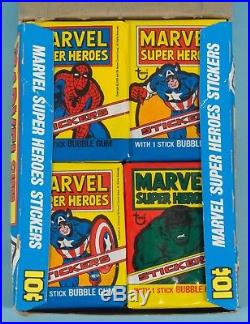 MARVEL SUPER HEROES GUM CARD STICKERS BOX 1976 Topps 36 MINT Packs & Box