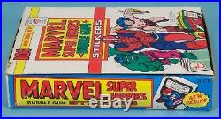 MARVEL SUPER HEROES GUM CARD STICKERS BOX 1976 Topps 36 MINT Packs & Box