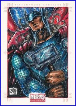 MARVEL UNIVERSE sketch card of THOR AVENGERS by MELIKE ACAR