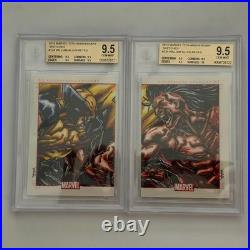 MATCHING MARVEL SKETCH CARD PAIR BGS 9.5 GEM MINT Wolverine & Daken 75th Anv