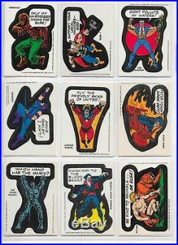 Marvel Comic Book Heroes Complete Set 40 Stickers + 9 Card Checklist 1974 Nm