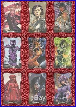Marvel Dangerous Divas 2 Complete Ruby 90 card Parallel set numbered # /50