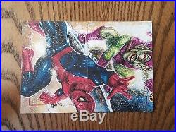 Marvel Greatest Battles Spiderman Sketch Card By Mick & Matt Glebe