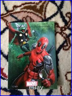 Marvel Heroes And Villains Deadpool Thunder Frong Charles Hall Sketch Card