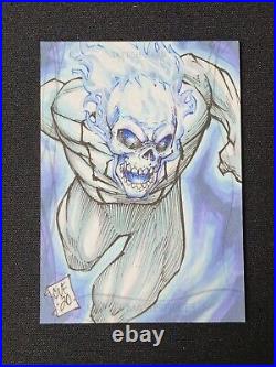 Marvel Ice Ghost Rider Sketch Card 1/1 By Chris Foreman 2020 Skybox Masterpieces