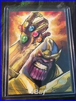 Marvel Masterpieces 2016 Thanos Sketch Card By Petraites