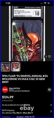 Marvel PSA 10 Graded Lot (Metal/Universe/Flair) 90's Hulk Spider-ManCarnage Doom