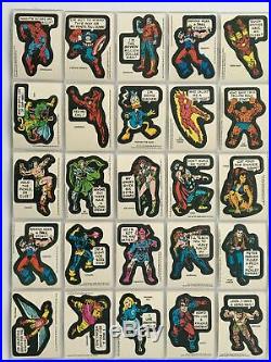 Marvel Super Heroes Vintage Sticker Card Set 40 Sticker Cards Topps 1976