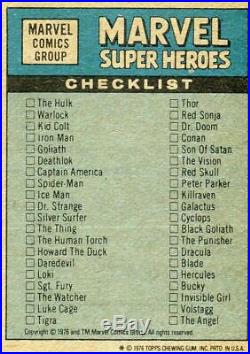 Marvel Super Heroes Vintage Sticker Card Set 40 Sticker Cards Topps 1976