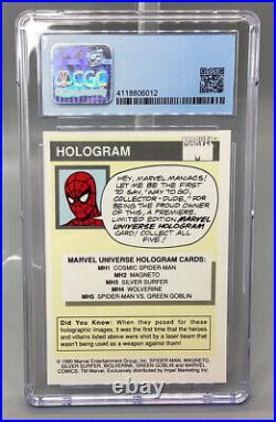 Marvel Universe Series Cosmic Spider-Man Impel #MH1 Hologram CGC 9 1990