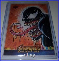 Marvel's Avengers Infinity War Spider-man VENOM Sketch Card by Steve Mardo 1/1