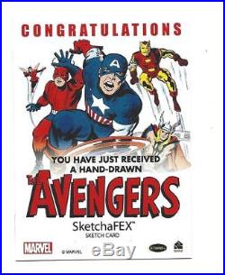 Marvel's The Avengers Silver age hand drawn sketch card artist NEWTON BARBOSA