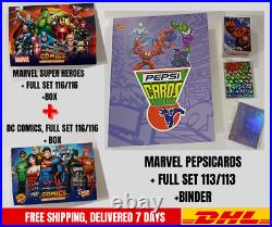PEPSICARDS + 2019 Marvel + Dc Comics Cards Full Set 232/232 + Box Spidy Batman