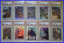 PSA 9 1994 Marvel Masterpieces Holofoil Silver Set of 1-10 (PSA 8, PSA 9)