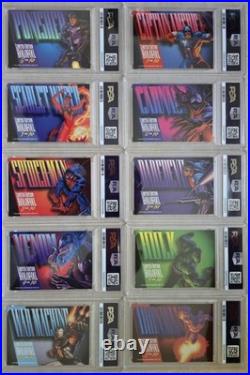 PSA 9 1994 Marvel Masterpieces Holofoil Silver Set of 1-10 (PSA 8, PSA 9)