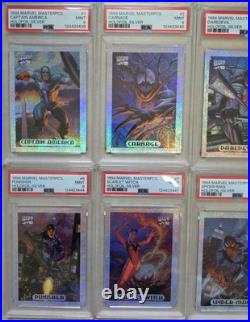 PSA 9 1994 Marvel Masterpieces Holofoil Silver Set of 1-10 (PSA 8, PSA 9)