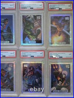 PSA 9 1994 Marvel Masterpieces Holofoil Silver Set of 1-10 (PSA 8, PSA 9)