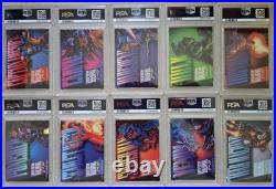 PSA 9 1994 Marvel Masterpieces Holofoil Silver Set of 1-10 (PSA 8, PSA 9)