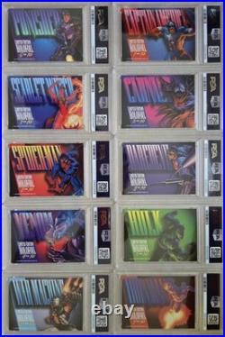 PSA 9 1994 Marvel Masterpieces Holofoil Silver Set of 1-10 (PSA 8, PSA 9)