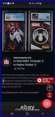 Panini Marvel Heroes Venom Red Ice Foil Rare! PoP 5 OLD Cert 9.5 NEW GEM 10