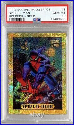 Rare Spider-Man Gold Holofoil PSA 10 1994 Marvel Masterpieces #8 Of 10 GEM MINT