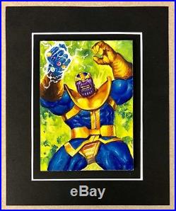 SKETCH CARD THANOS Fully Painted! 2016 Marvel Masterpieces Beautiful