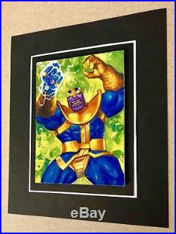 SKETCH CARD THANOS Fully Painted! 2016 Marvel Masterpieces Beautiful