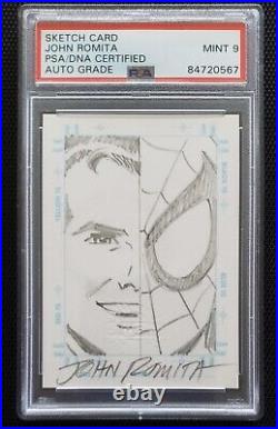 Spider-Man 1998 Marvel Silver Age Sketchagraph by John Romita Sr. (PSA Mint 9)