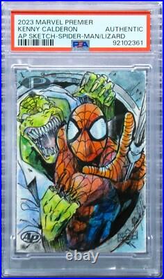 Spider-Man vs Lizard 2021-23 Marvel Premier 1/1 Calderon Sketch PSA Authentic Spider-Man vs Lizard 2021-23 Marvel Premier 1/1 Calderon Sketch PSA Authentic