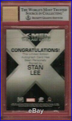 Stan Lee CERTIFIED AUTHENTIC AUTOGRAPH CARD BGS 10 AUTO MARVEL X-MEN AVENGERS