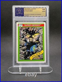 Stan Lee Signed 1990 Marvel Universe Hulk (Gray) #44 AuthentiX 10 Auto L111